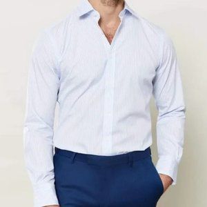 TM Lewin Pin-Stripe Shirt in White and Blue (Size 16/35)